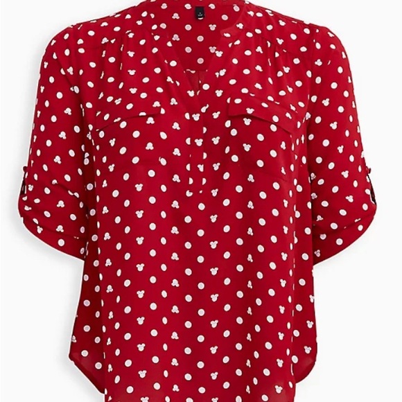 Disney Tops - DISNEY MINNIE MOUSE HARPER PULLOVER BLOUSE - GEORGETTE DOT RED & WHITE